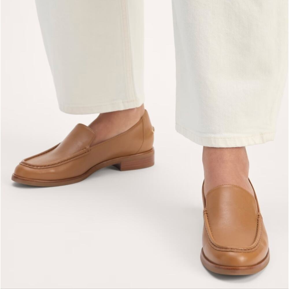 Everlane Modern Loafer Camel Tan Leather Slip On Stacked Heel Shoes Size 11 - Picture 3 of 13
